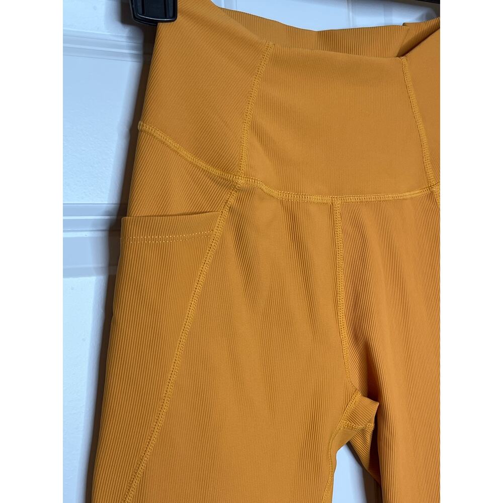 Wilo the Label Small Mustard Yellow Ribbed Ankle Leggings - Picture 2 of 7